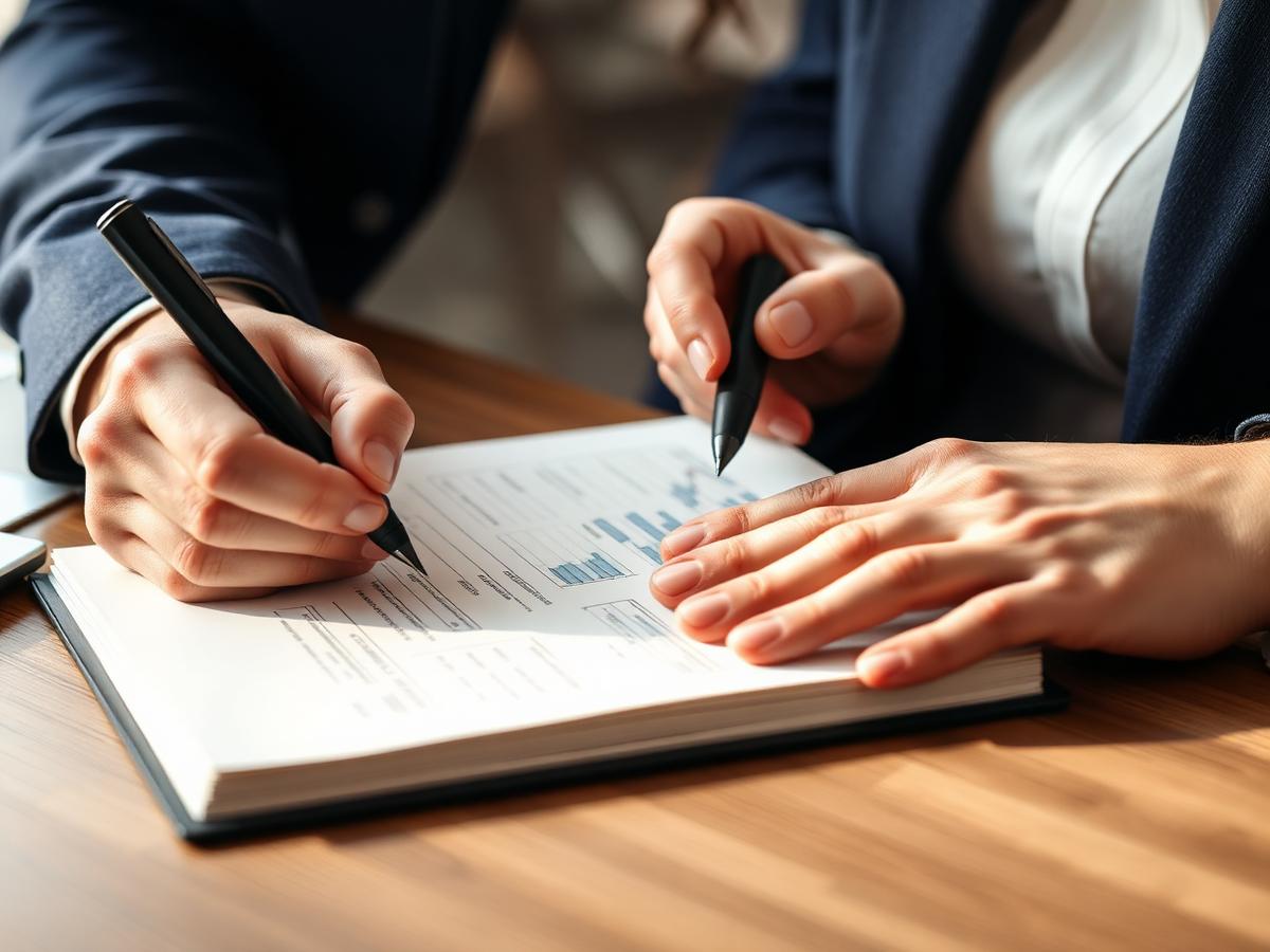 Hands sketching strategy on a notebook